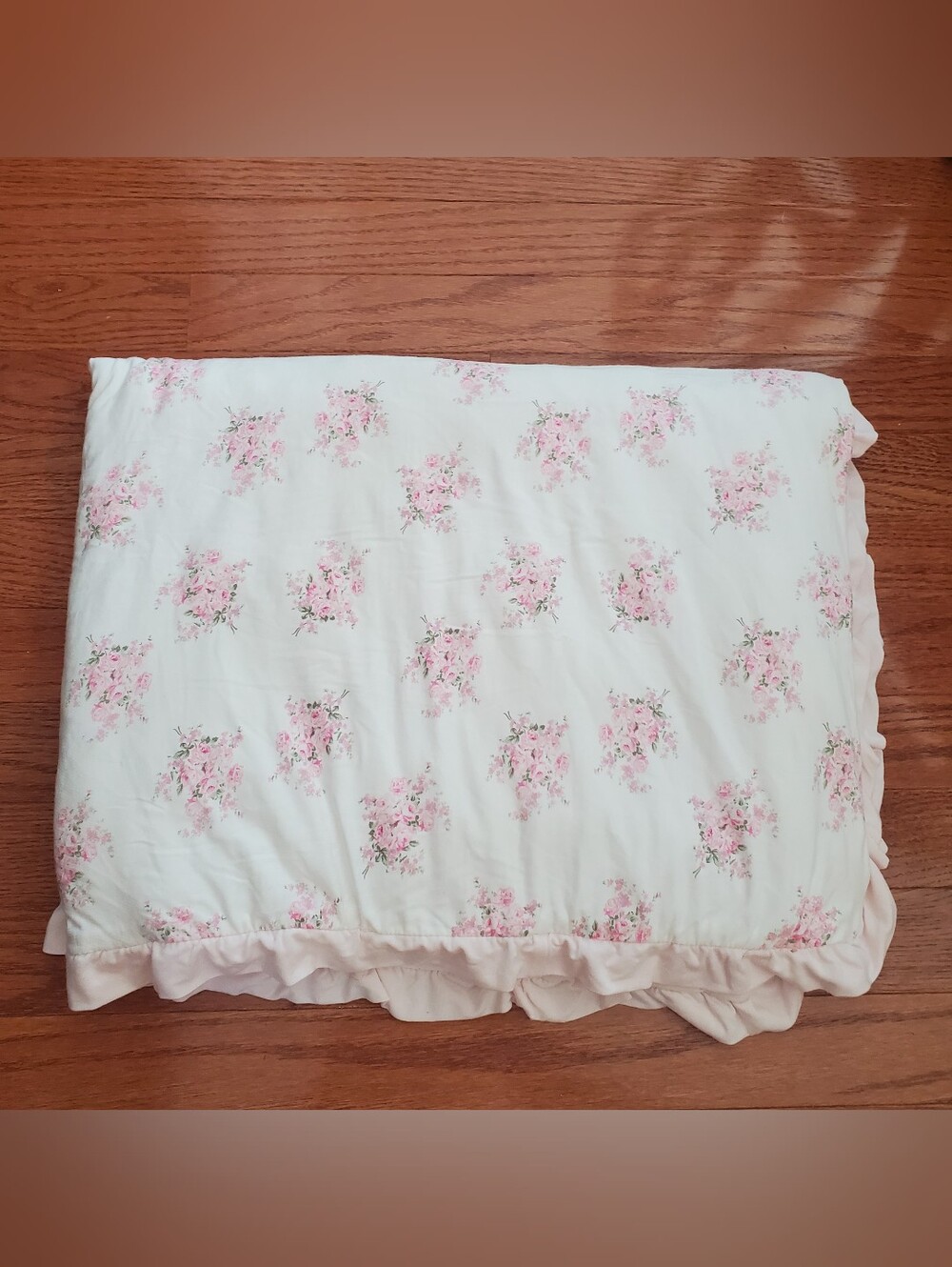 Shabby Chic Rayon Soft Baby Blanket Pink Roses Floral 30inx40in